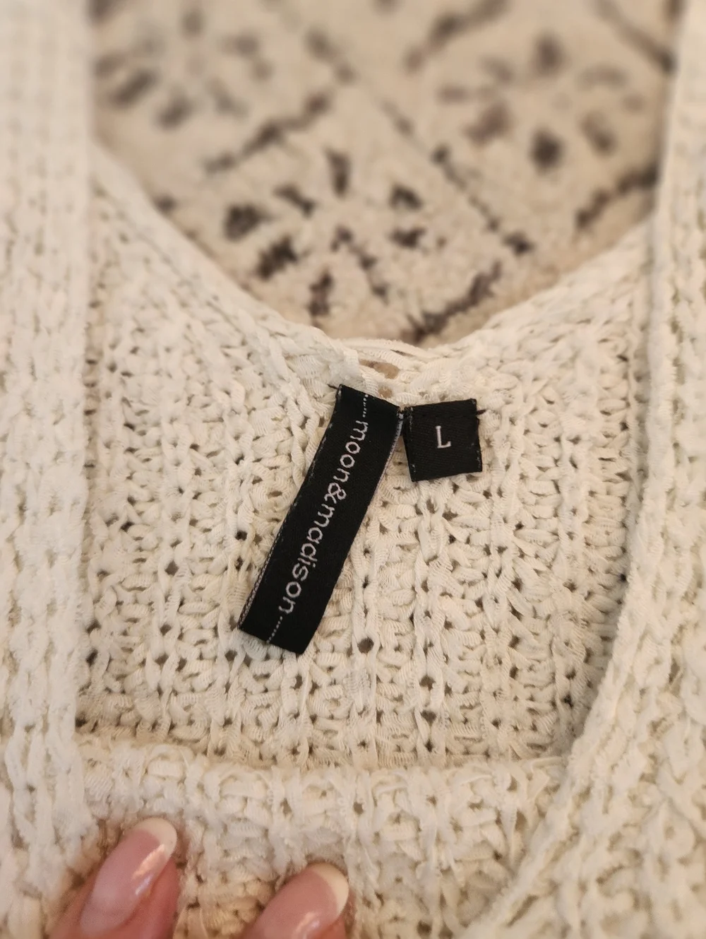 Moon & Madison Boho Crochet Loose Knit Tank Cream Summer Minimalist Large